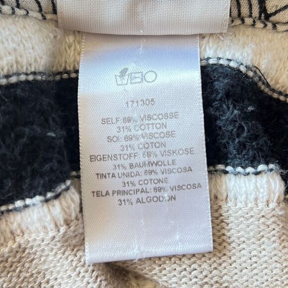 Dolan Sleeveless Sweater - Tan, Black, White Stripe-Cowl Neck-Medium - Picture 11 of 11